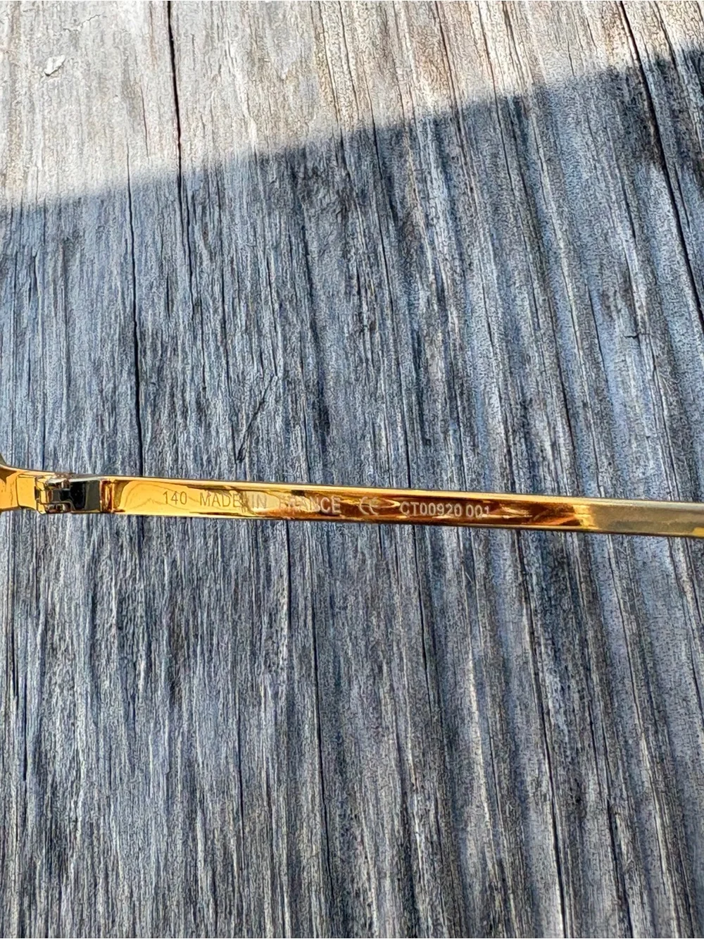 Cartier Men's Rimless Sunglasses with Gold Frame and Brown Lenses